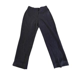 J. Crew Navy Blue Polka Dot Elastic Back Straight Leg Trousers Pants Sz 8